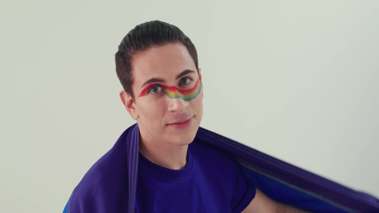 Video Stock Cheerful Lgbt Man With Lgbt Pride Flag Live Wallpaper For PC - Free Download