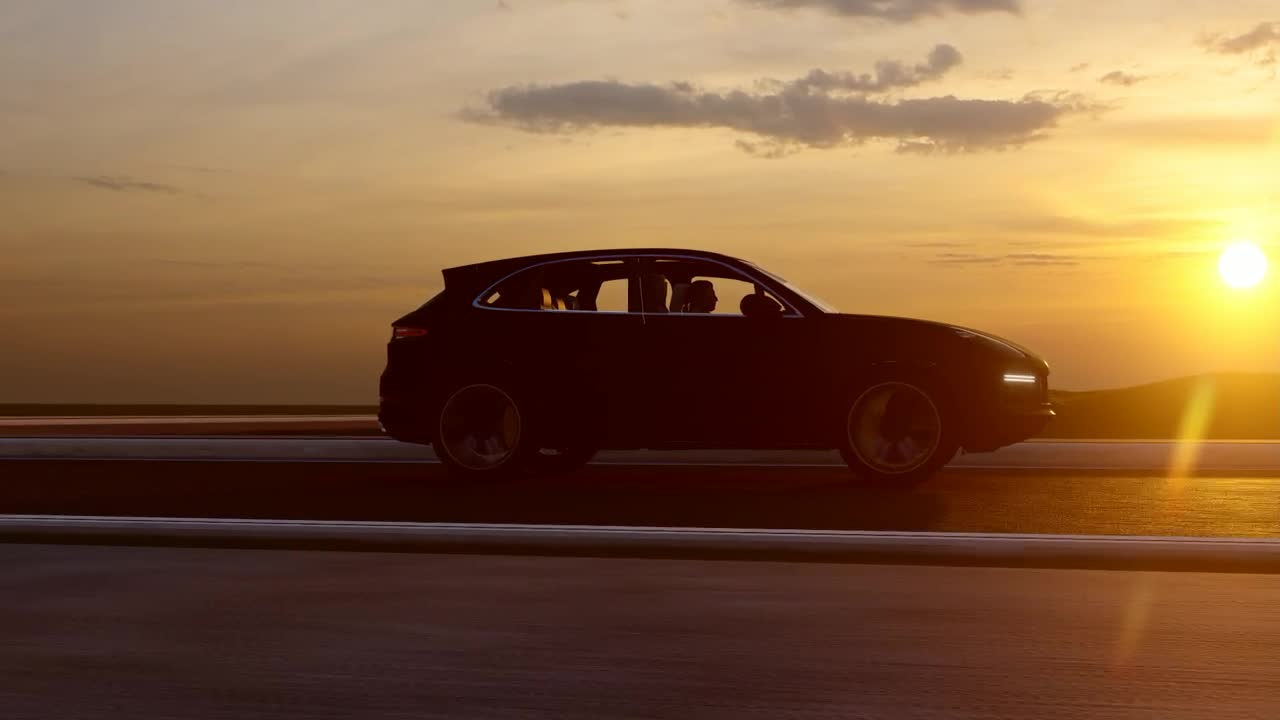 Free Video Stock suv in a road at sunset tracking shot Live Wallpaper - Free Download