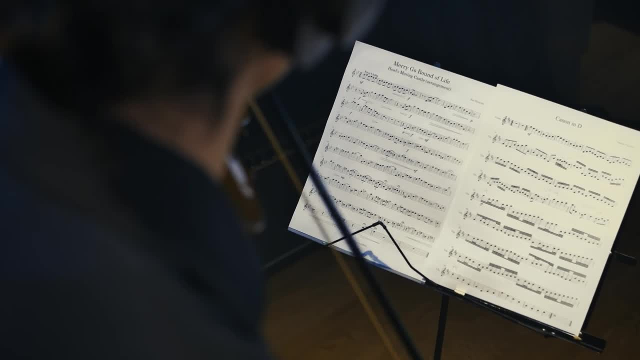 Free Stock Video Violinist Playing In A Studio Following A Score Live Wallpaper - Free Download