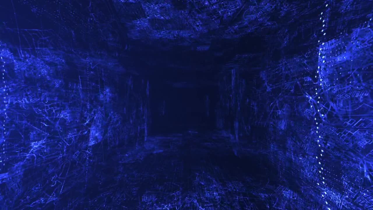 Stock Video Flying In A Virtual Tunnel With Blue Walls Loop Video Live Wallpaper For PC - Free Download