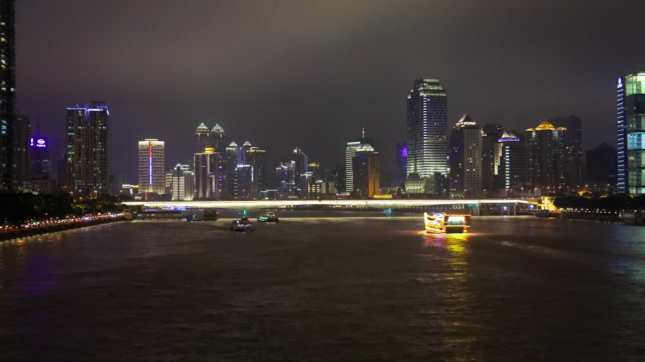 Stock Video Illuminated Ferries And The Guangzhou City Lights Animated Wallpaper - Free Download