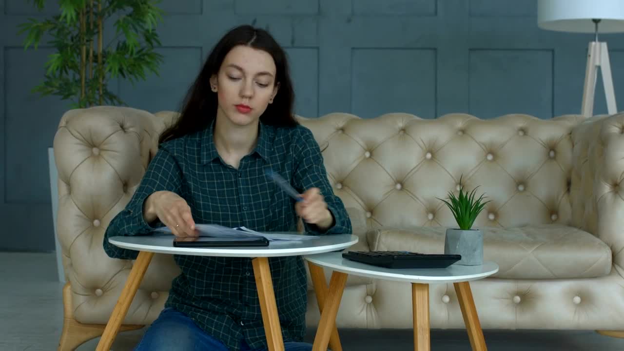 Stock Video Frustrated Woman Throws Paperwork On The Floor Live Wallpaper For PC - Free Download