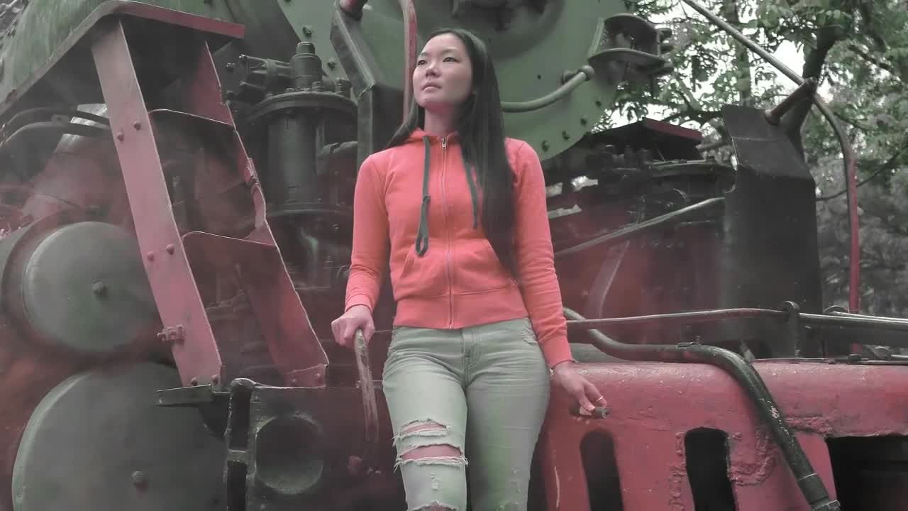 Stock Video Girl On An Old Abandoned Train Live Wallpaper For PC - Free Download