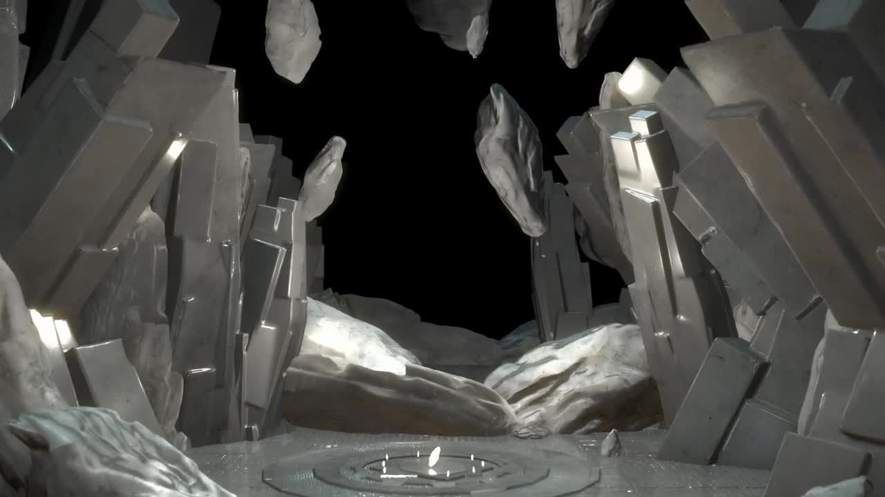 Free Video Stock touring an alien ship with abstract formations Live Wallpaper - Free Download
