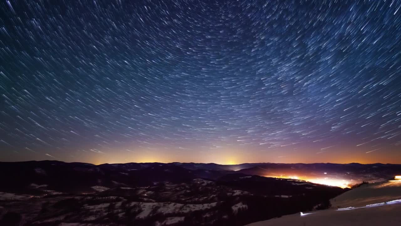Free Video Stock Starry Sky During Sunrise In The Mountains Live Wallpaper - Free Download