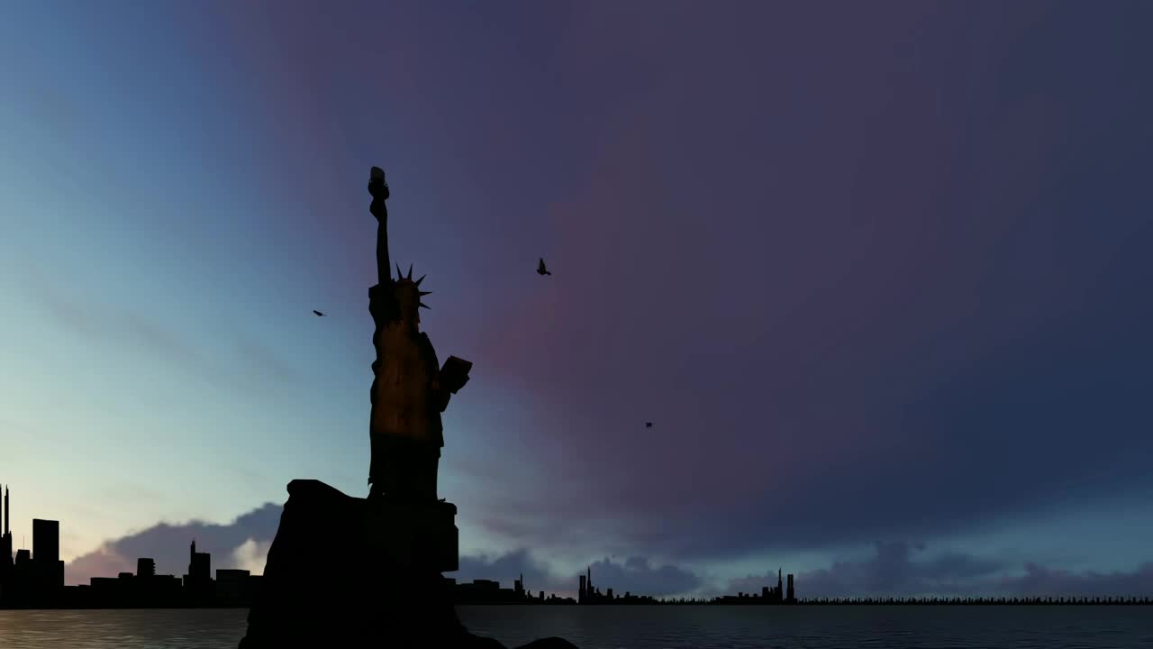 Free Stock Video Silhouette Of The Statue Of Liberty D Live Wallpaper - Free Download