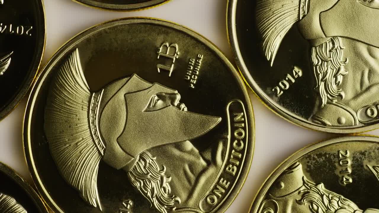 Stock Video Bitcoin Golden Titan Coins Rotating Live Wallpaper For PC - Free Download