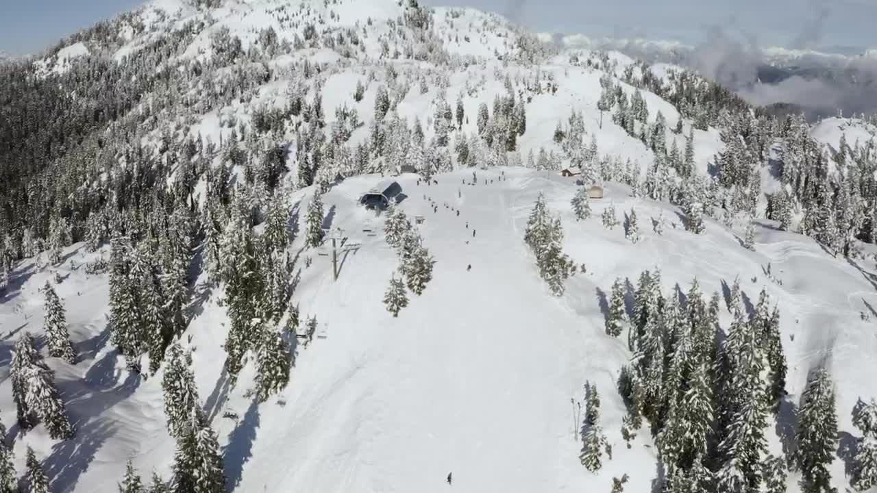 Stock Video Panorama Of A Snowy Mountain With Skiers Live Wallpaper - Free Download