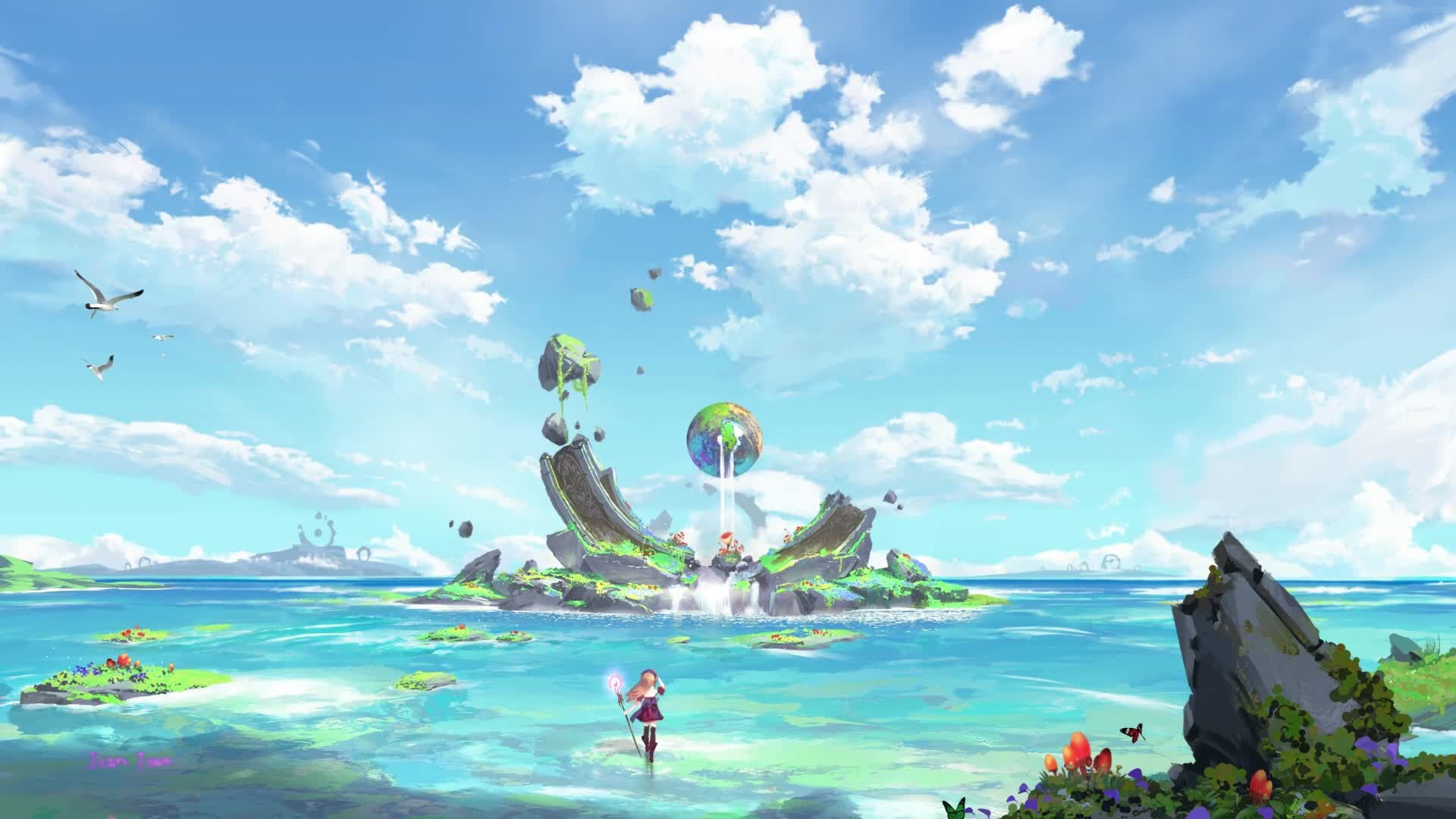 Fantasy Island and Witch Girl Live Wallpaper - Free Download