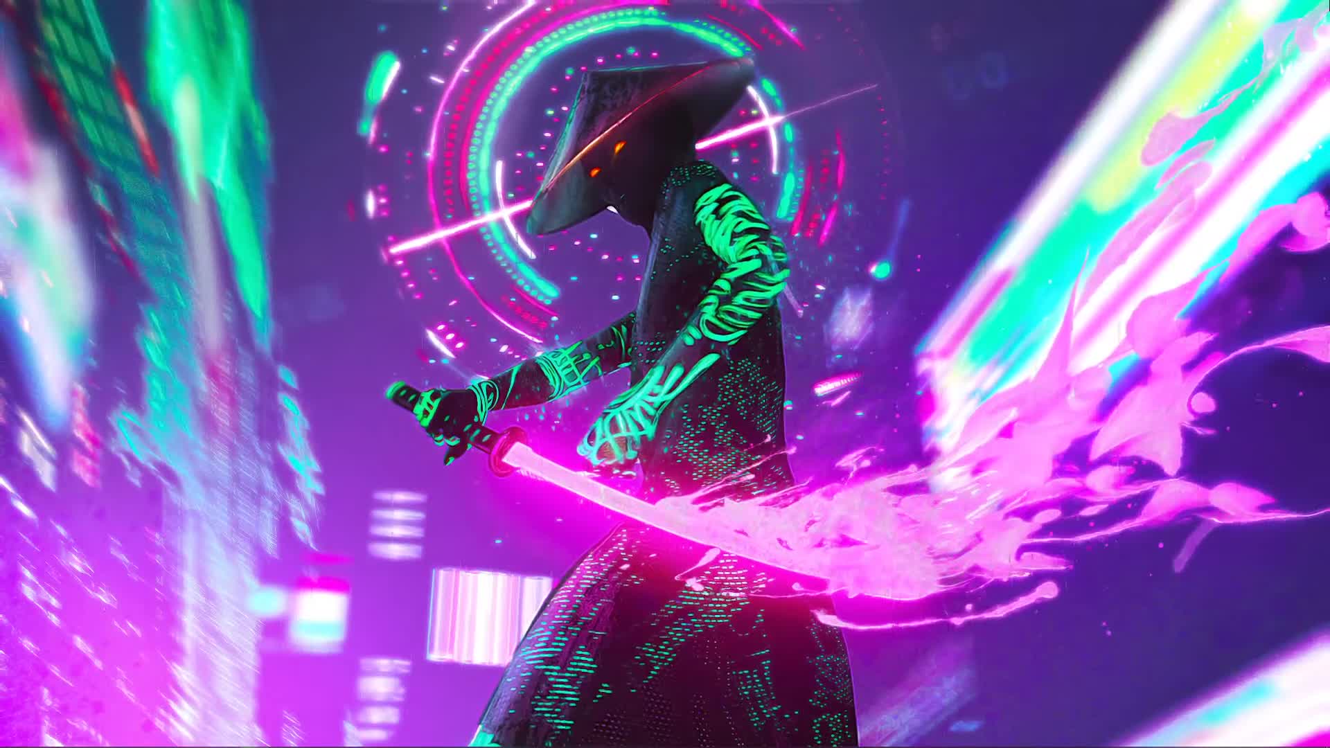 Neon Samurai Motion HD Live Wallpaper - Free Download