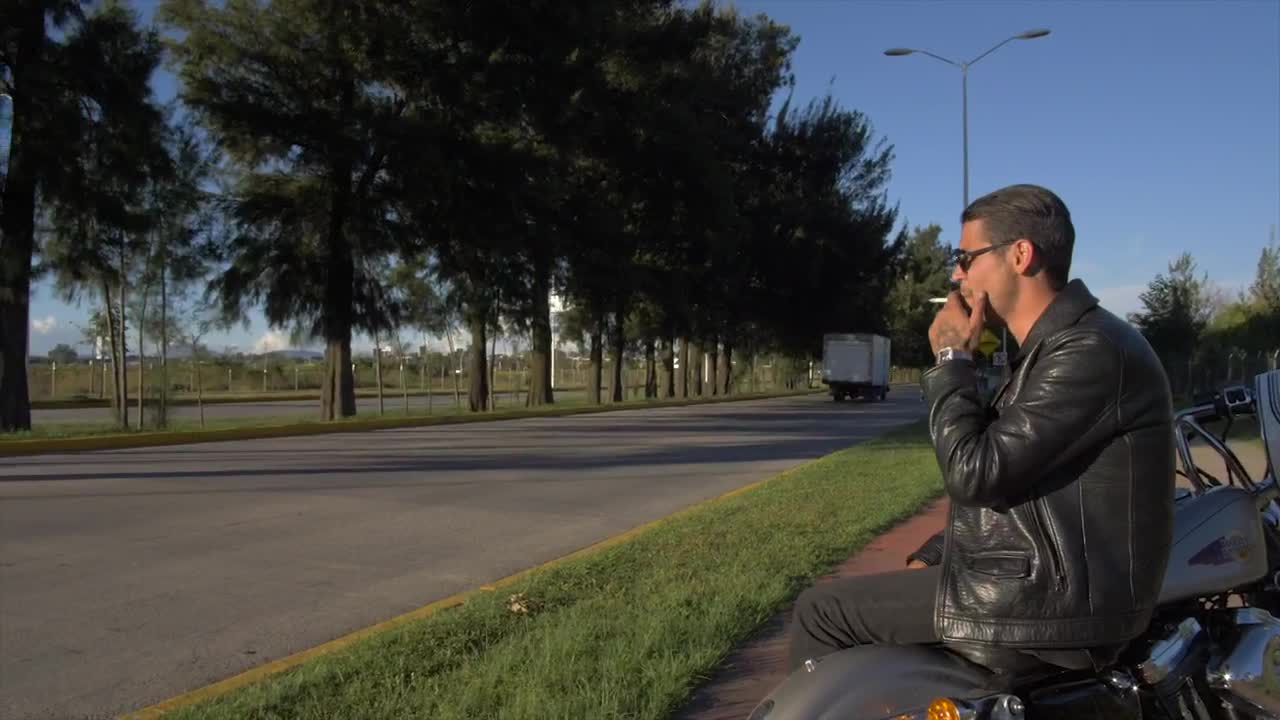 Stock Video Biker Resting Next To A Highway Live Wallpaper For PC - Free Download
