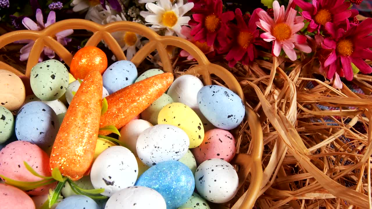 Free Video Stock Small Colored Easter Eggs In A Basket Live Wallpaper - Free Download