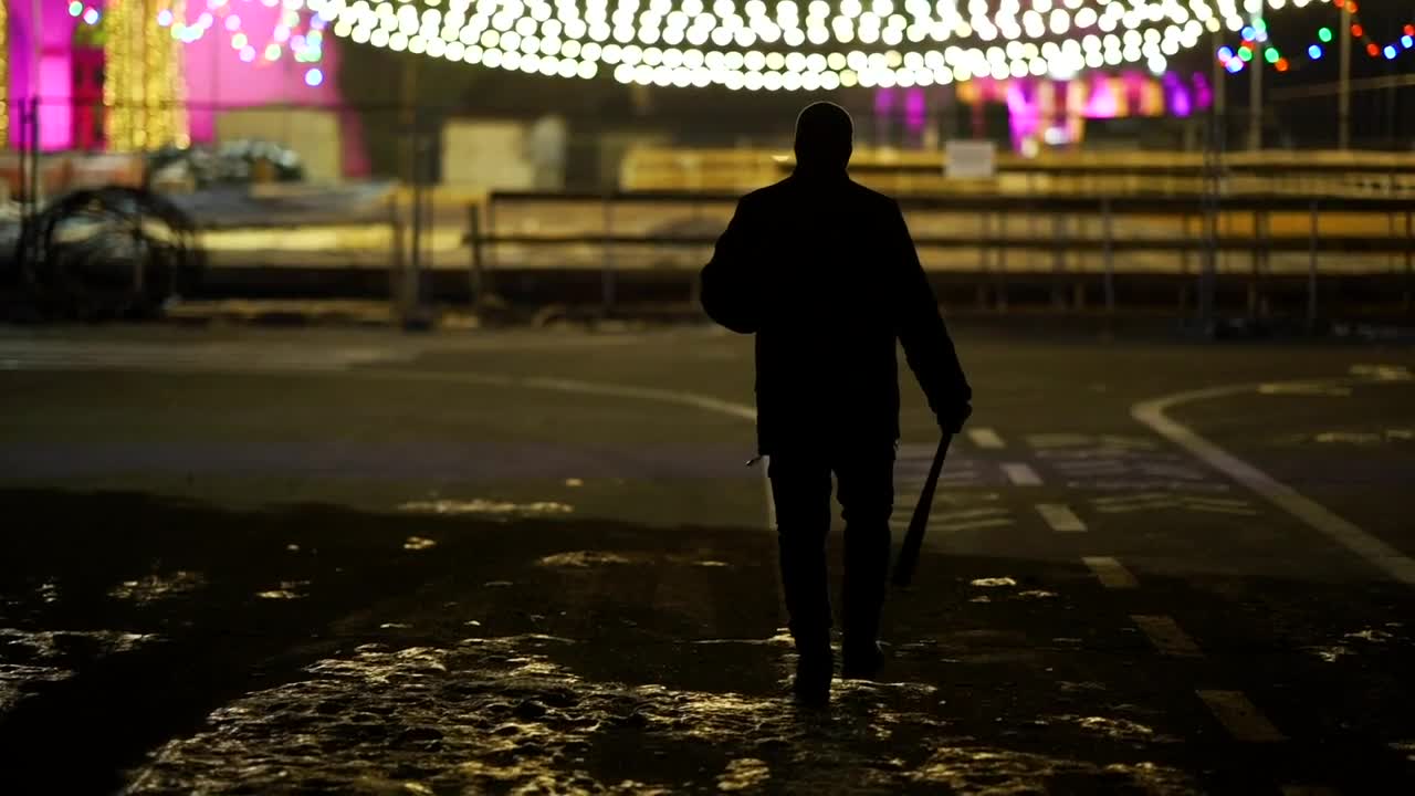 Stock Video Gangster Walking On An Abandoned Place With A Baseball Bat Live Wallpaper For PC - Free Download