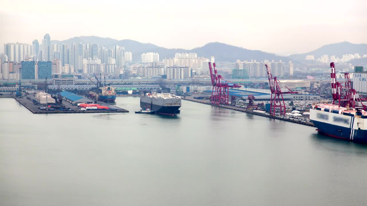 Stock Video Coast With Cargo Ships Seen From The Heights Live Wallpaper For PC - Free Download