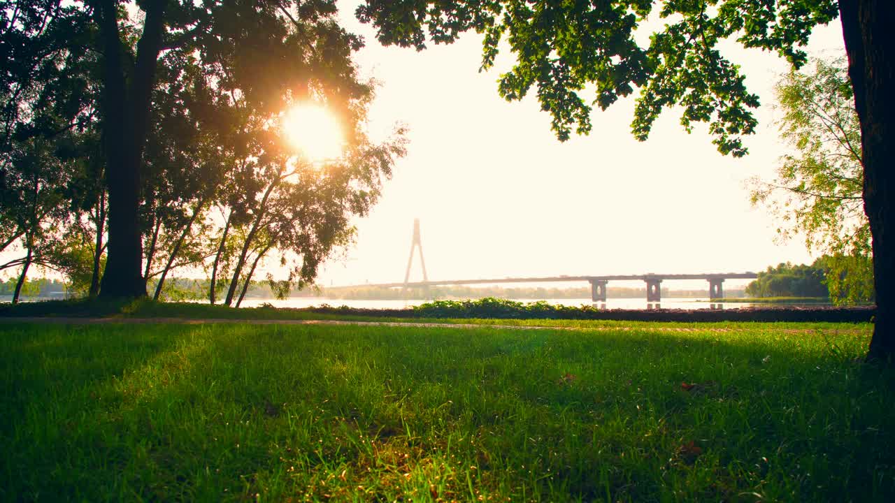 Stock Footage View Of A Park While A Girl Runs Across Live Wallpaper - Free Download