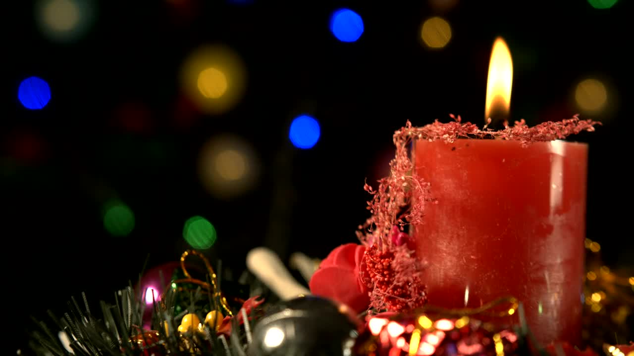 Video Stock Red Candle With Christmas Decorations Live Wallpaper Free - Free Download