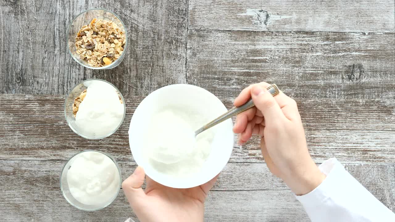 Stock Video Healthy Diet Breakfast Food Prep Top View Animated Wallpaper - Free Download