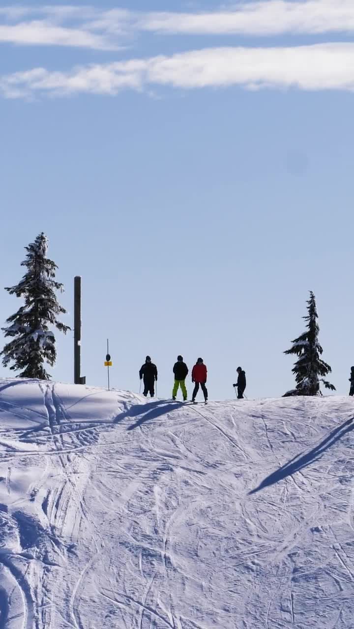 Free Video Stock tourists skiing on a snowy slope in canada Live Wallpaper - Free Download