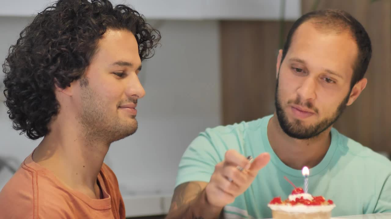 Stock Video Gay Couple Celebrating The Birthday Of One Of Them Live Wallpaper For PC - Free Download