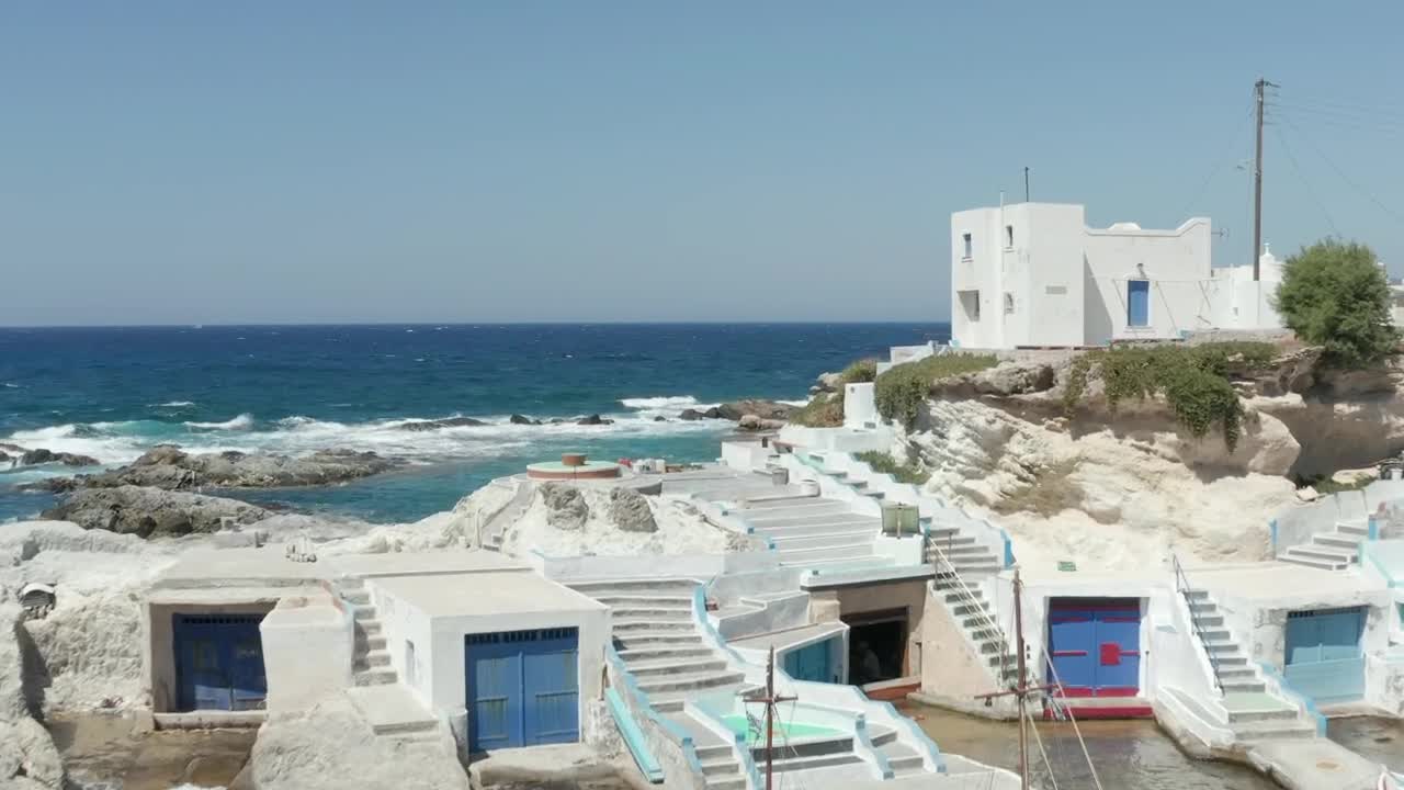 Stock Video Flying Off The Coast Of A Fishing Village In Greece Live Wallpaper For PC - Free Download