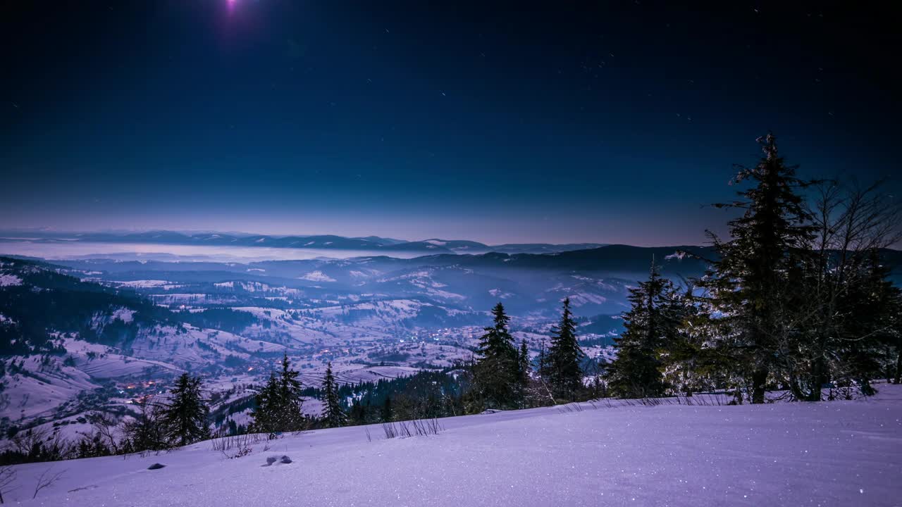 Stock Video Moon Light In The Winter Mountain Animated Wallpaper - Free Download