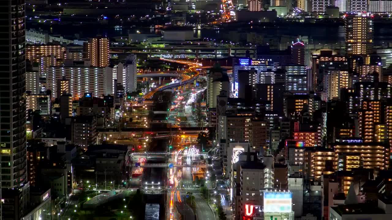 Stock Video Huge City With Avenues And Illuminated Buildings Animated Wallpaper - Free Download