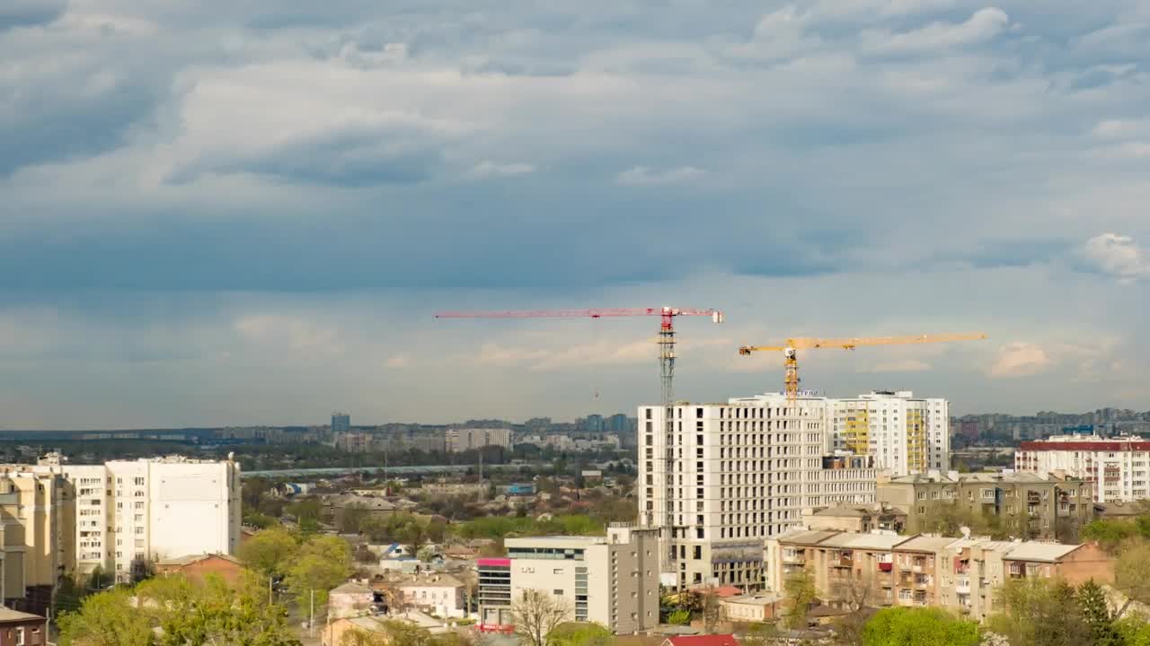 Stock Video Cranes Working On A Building Under Construction Live Wallpaper For PC - Free Download
