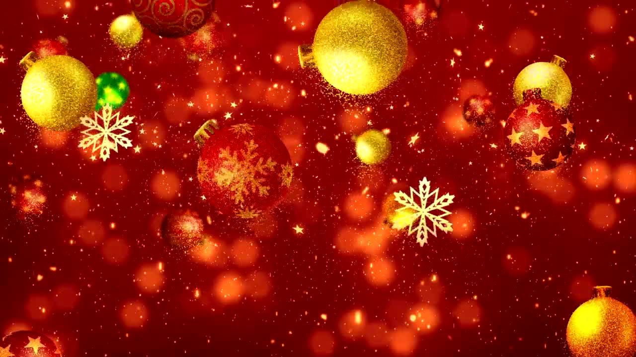 Video Stock Christmas Spheres And Snowflakes On Red Background Live Wallpaper For PC - Free Download