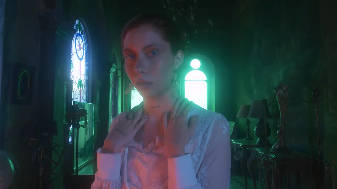 Free Stock Video Redhead In White Dress Models To The Camera Live Wallpaper - Free Download