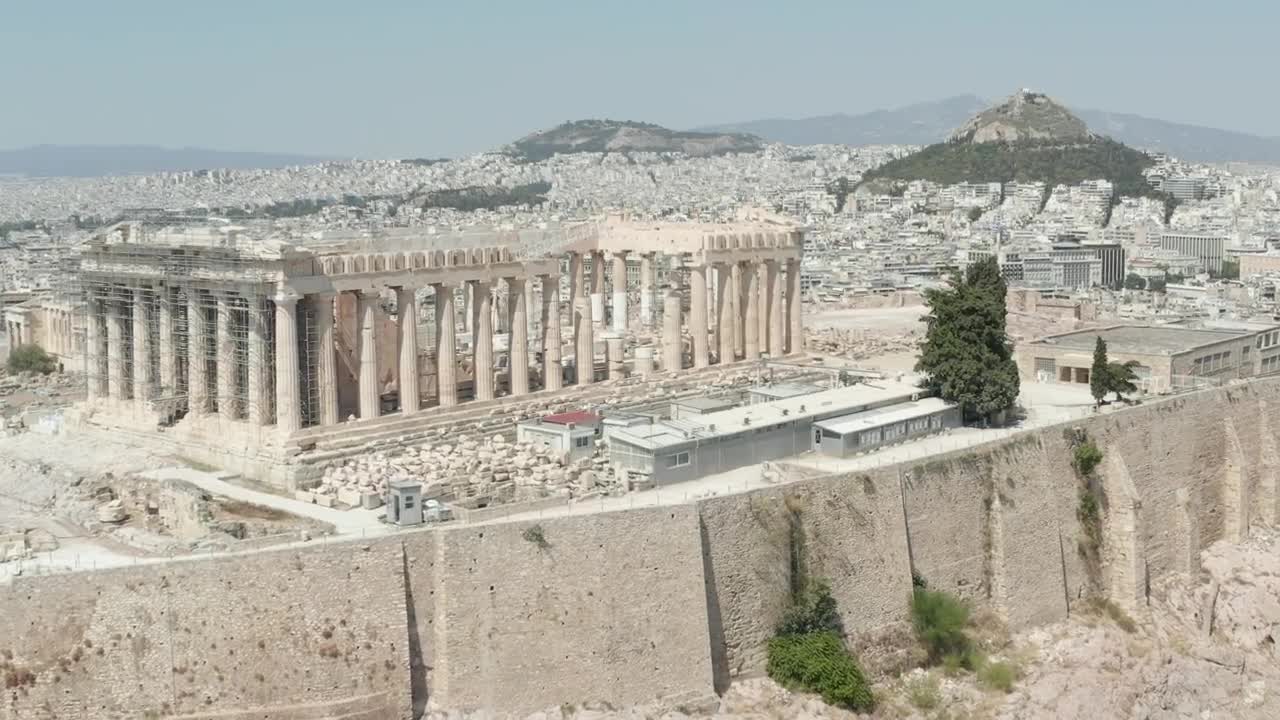 Free Video Stock tourist ruins of ancient greece aerial shot Live Wallpaper - Free Download