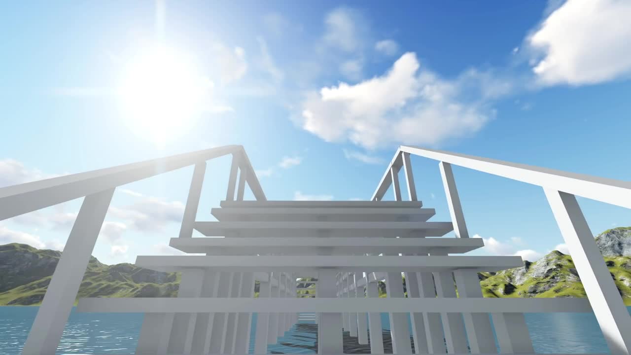Stock Video Crossing An Abstract Bridge In A Huge Lake Live Wallpaper For PC - Free Download