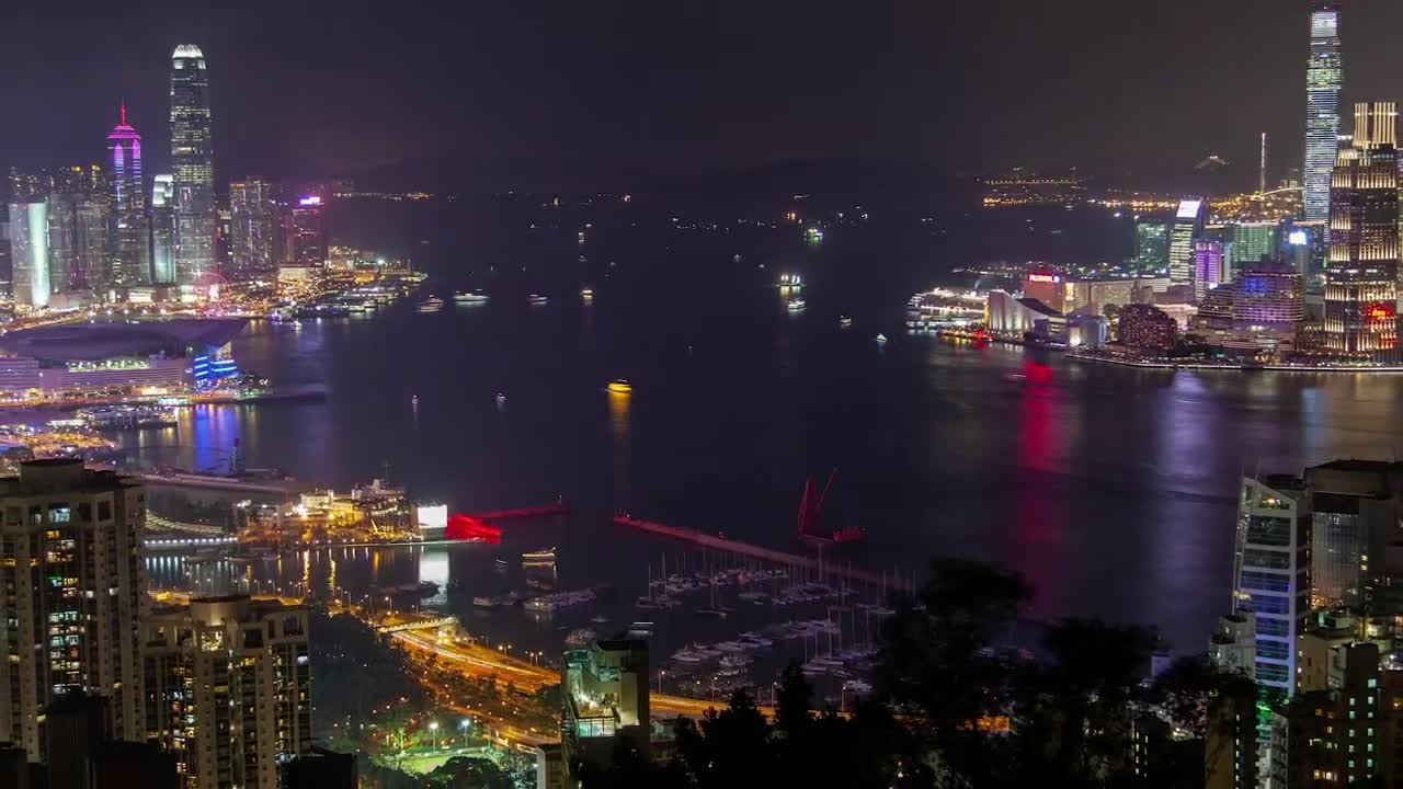 Stock Video Hong Kong Iluminated Harbor At Night Animated Wallpaper - Free Download