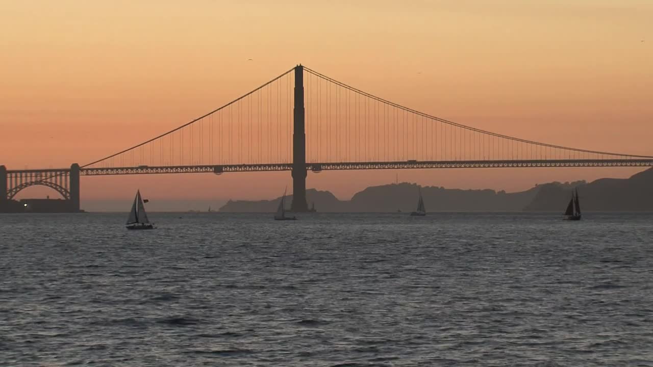 Free Stock Video Sailboats In Front Of The Golden Gate Bridge During Sunset Live Wallpaper - Free Download