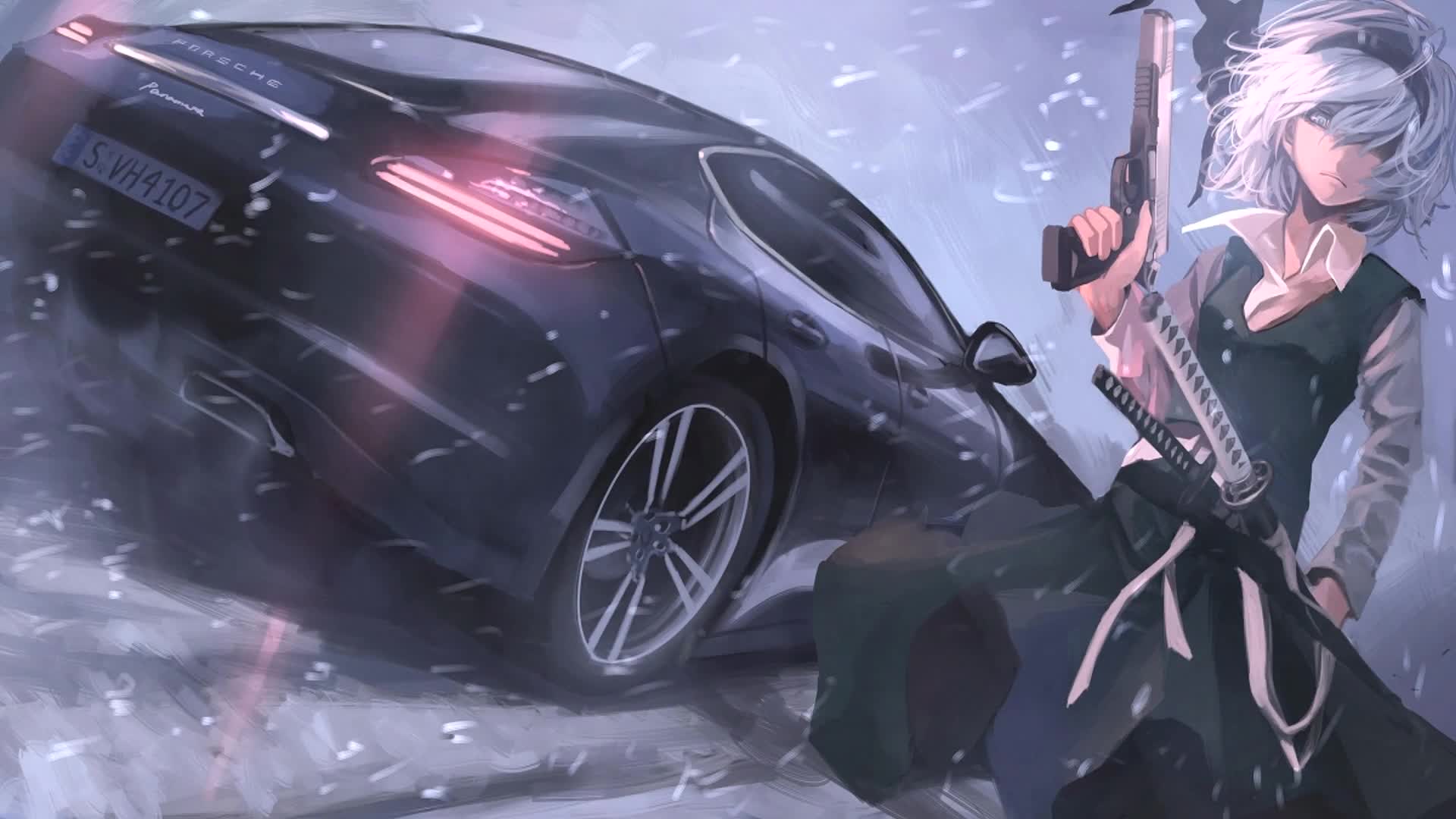 Porche and Anime Girl Live Wallpaper - Free Download