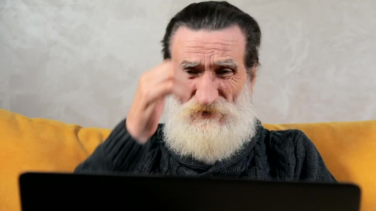 Stock Video Elderly Man Stressed Over Broken Laptop Live Wallpaper For PC - Free Download