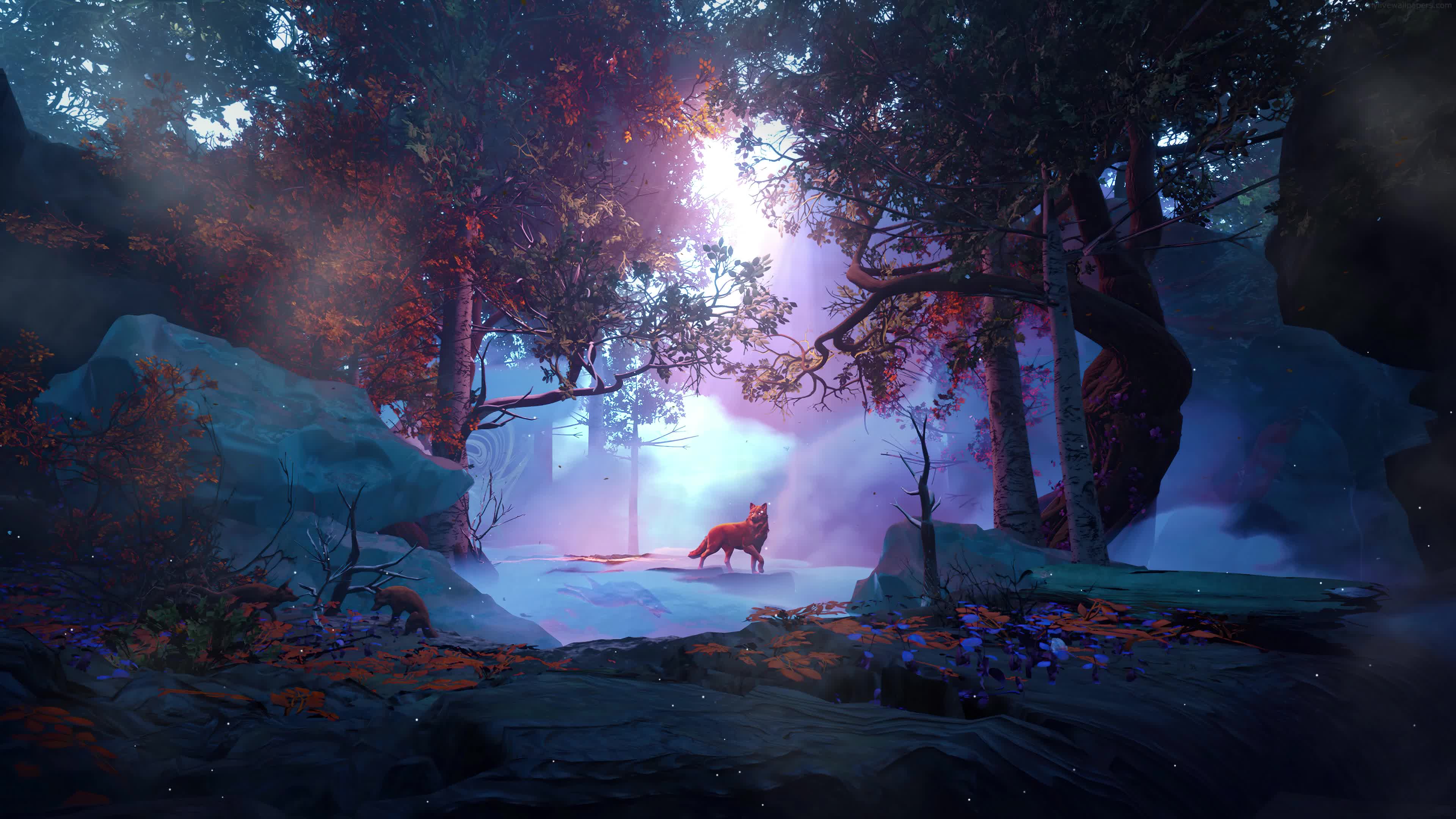 Falling Leaves Fox 4K Live Wallpaper - Free Download