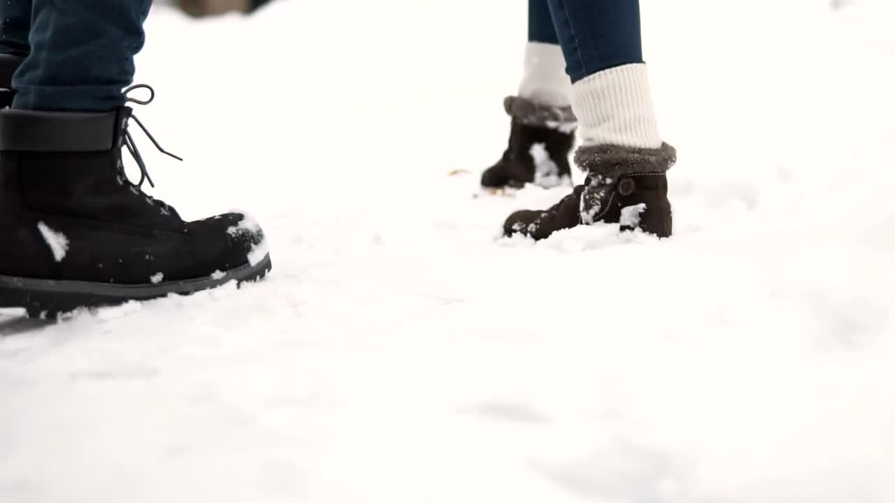 Stock Video Feet Of People Running In The Snow Tracking Shot Live Wallpaper For PC - Free Download