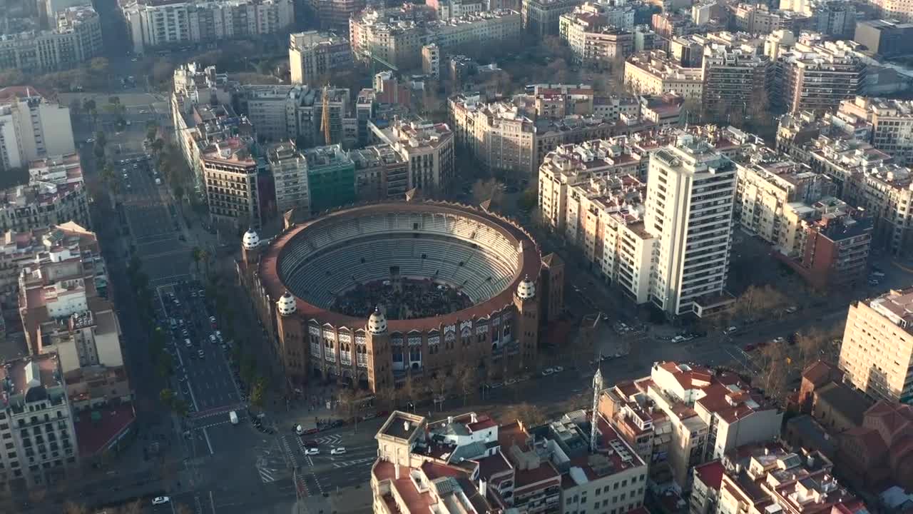 Stock Video La Monumental In Barcelona View From The Air Animated Wallpaper - Free Download