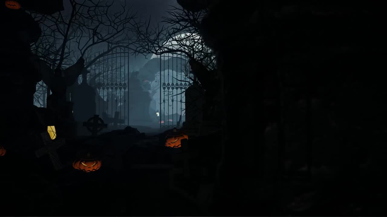 Stock Video Dark Graveyard During Halloween Pan Shot Live Wallpaper For PC - Free Download