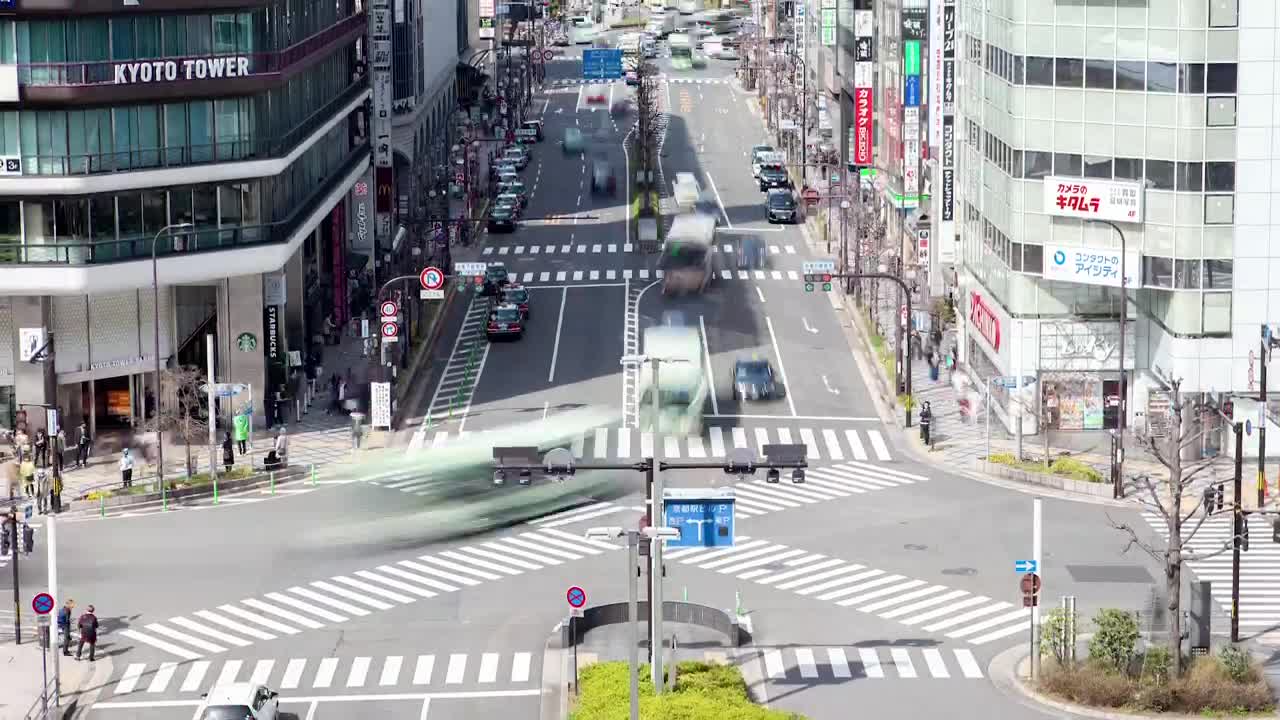 Stock Video Kyoto Busy Street With Crosswalks Time Lapse Animated Wallpaper - Free Download