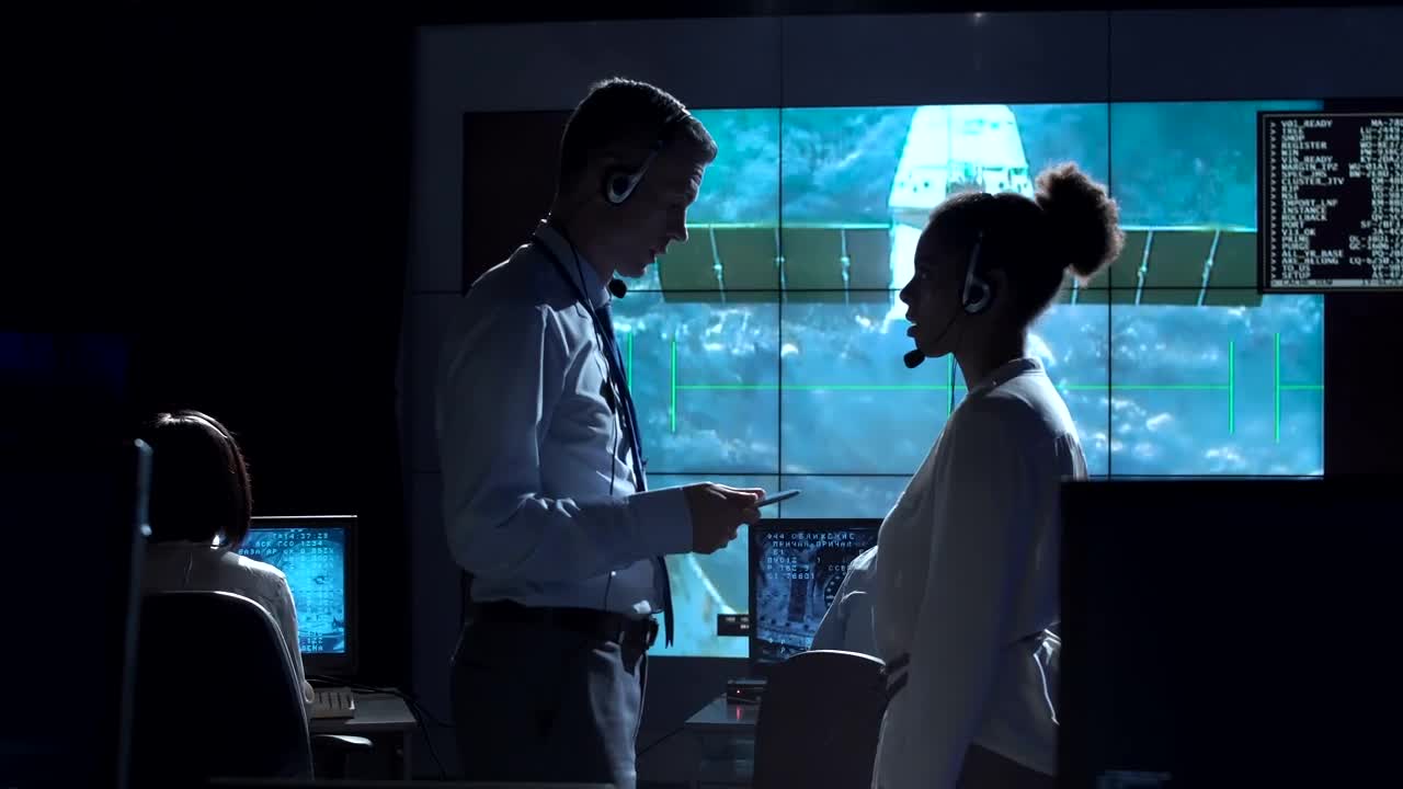 Stock Video Having A Conversation In Space Control Center Animated Wallpaper - Free Download