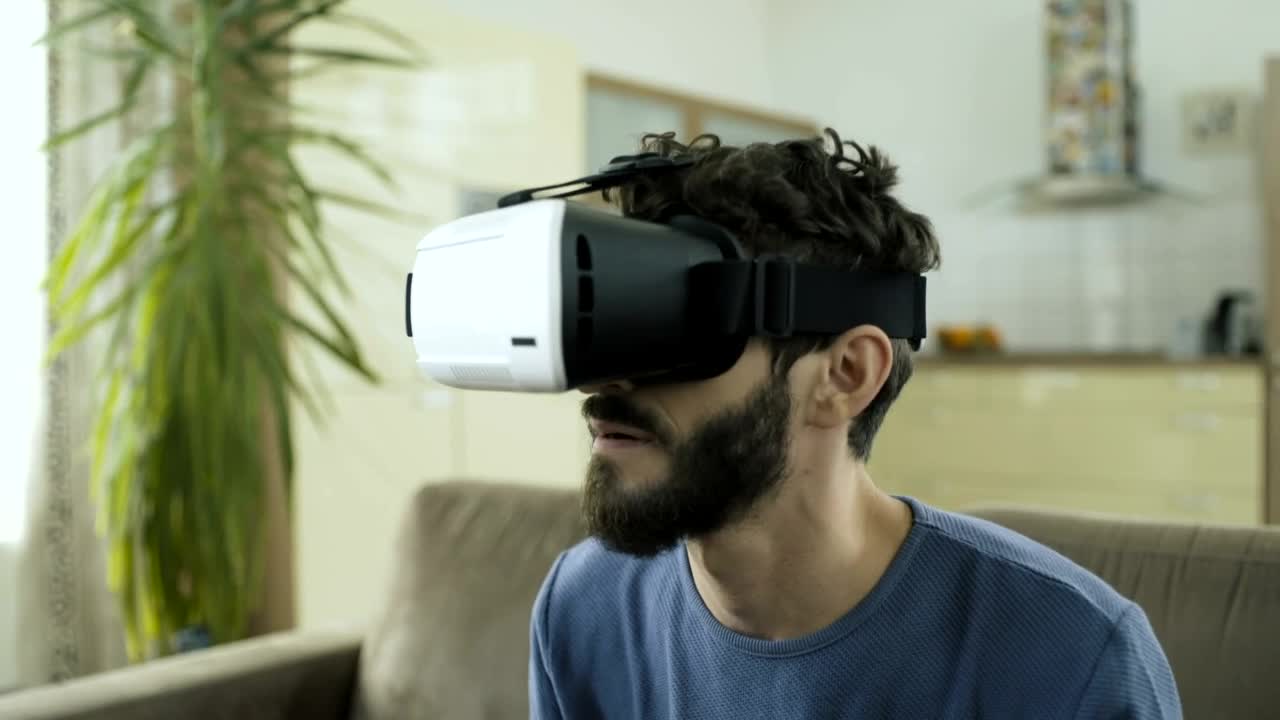 Stock Video Man Frightened With Virtual Reality Animated Wallpaper - Free Download