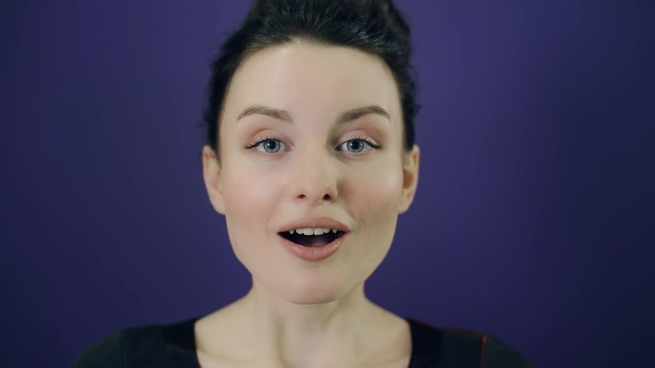 Free Video Stock surprised woman takes her face Live Wallpaper - Free Download