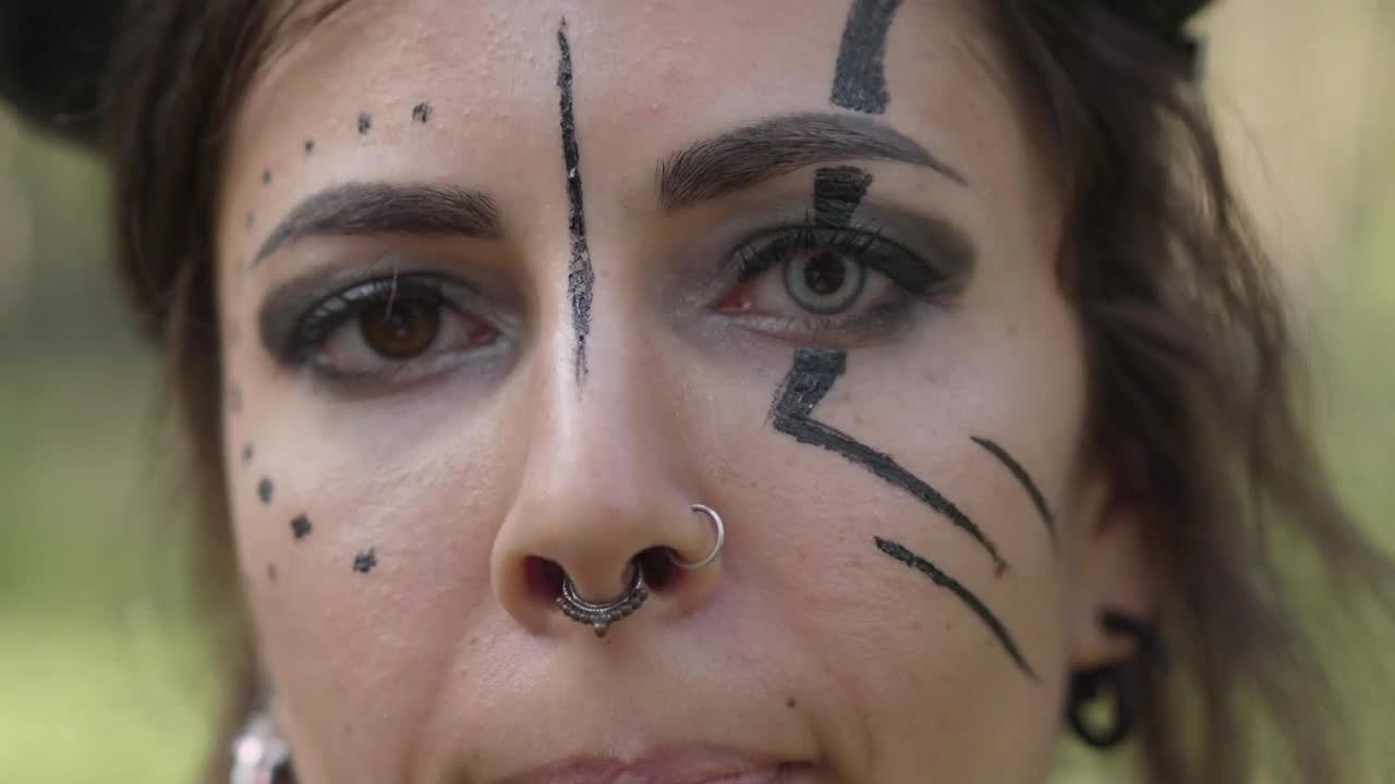 Video Stock Closeup Of Devil Makeup On Dancer In Forest Live Wallpaper For PC - Free Download