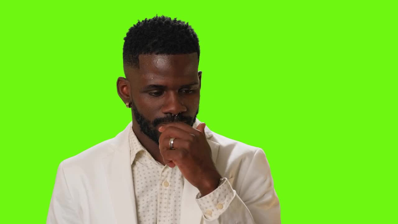 Free Stock Video Young Confused And Thoughtful Man On A Chroma Background Live Wallpaper - Free Download