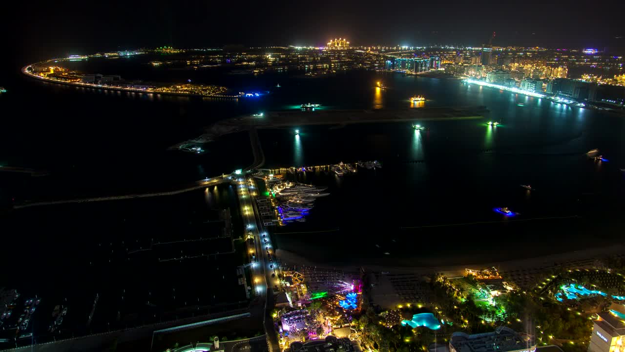 Free Video Stock the palm jumeirah landscape at night Live Wallpaper - Free Download