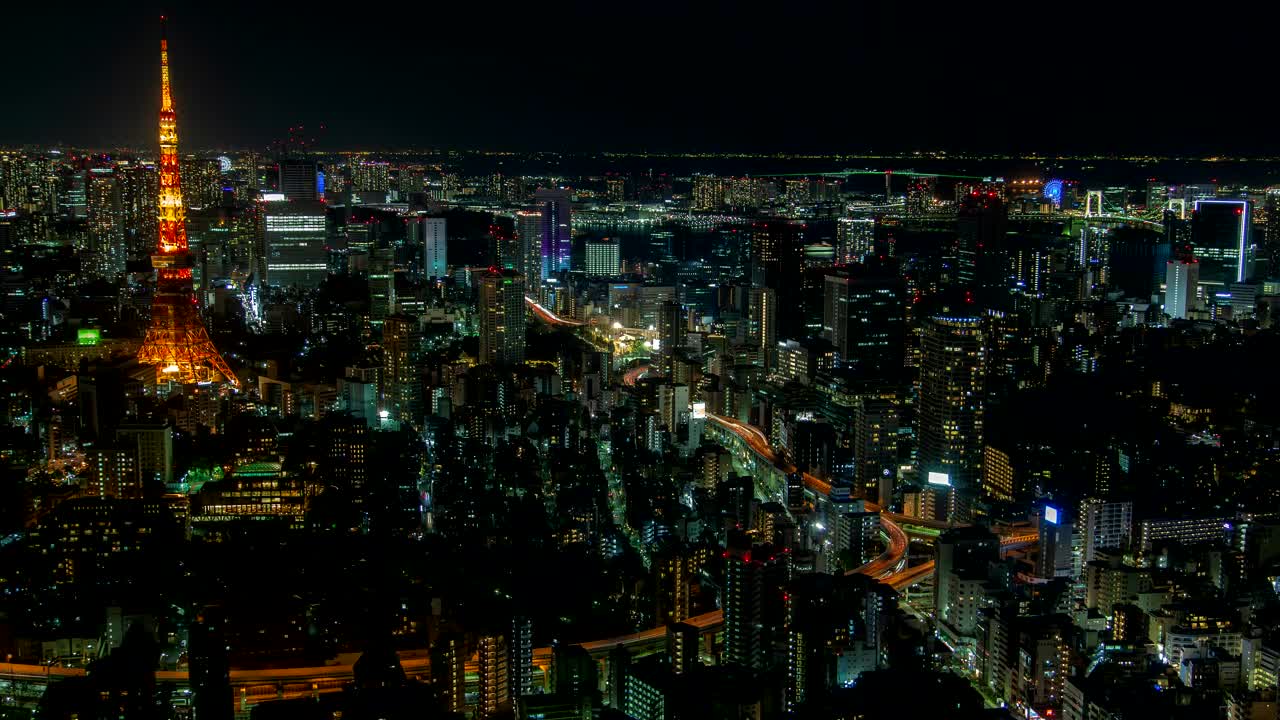 Free Video Stock tokyo cityscape at night with illuminated tower Live Wallpaper - Free Download