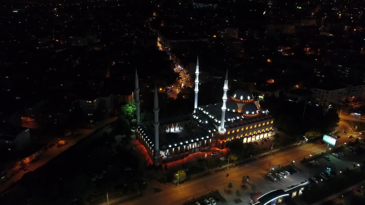 Stock Video Lights Over A Mosque At Night Animated Wallpaper - Free Download