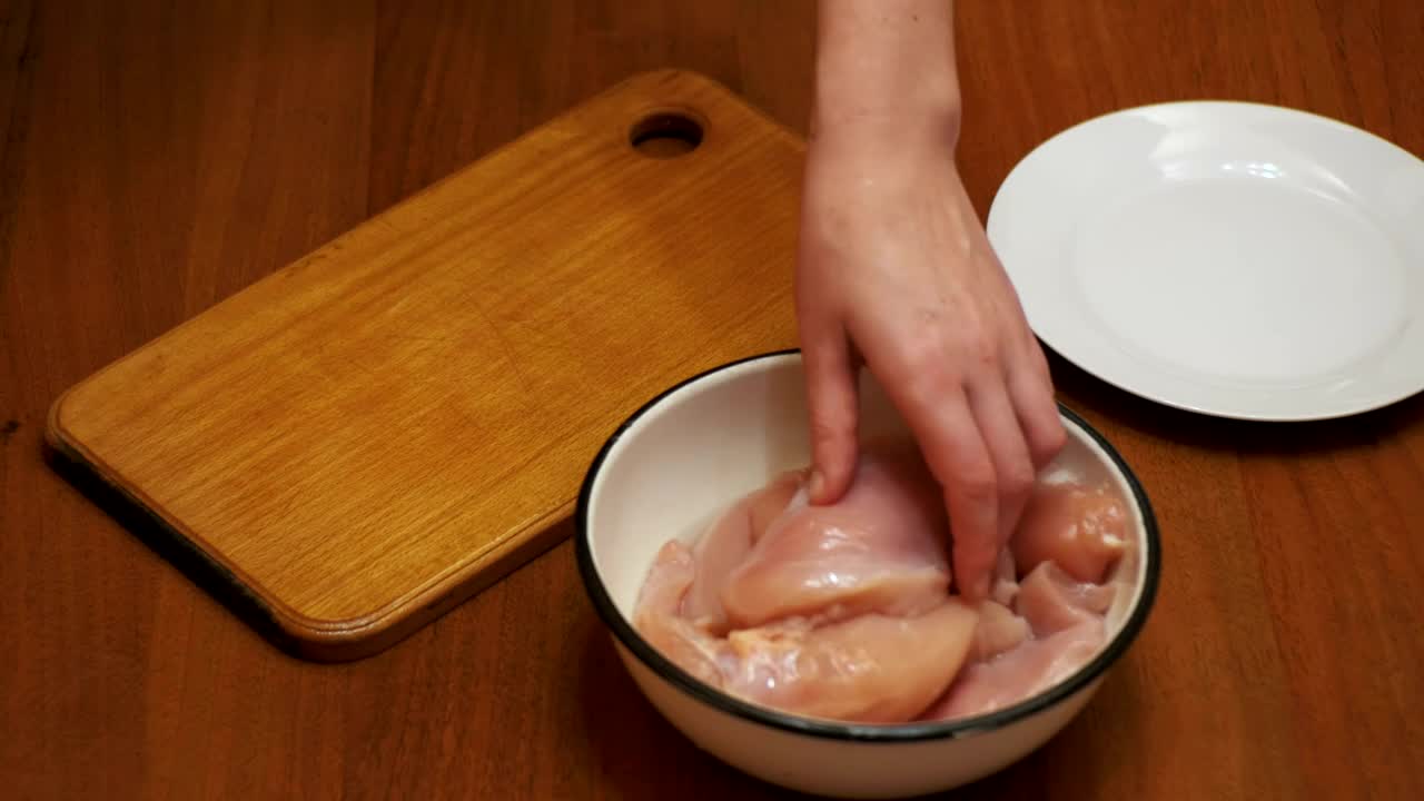 Stock Video Person Cutting Chicken Meat In Kitchen Live Wallpaper - Free Download