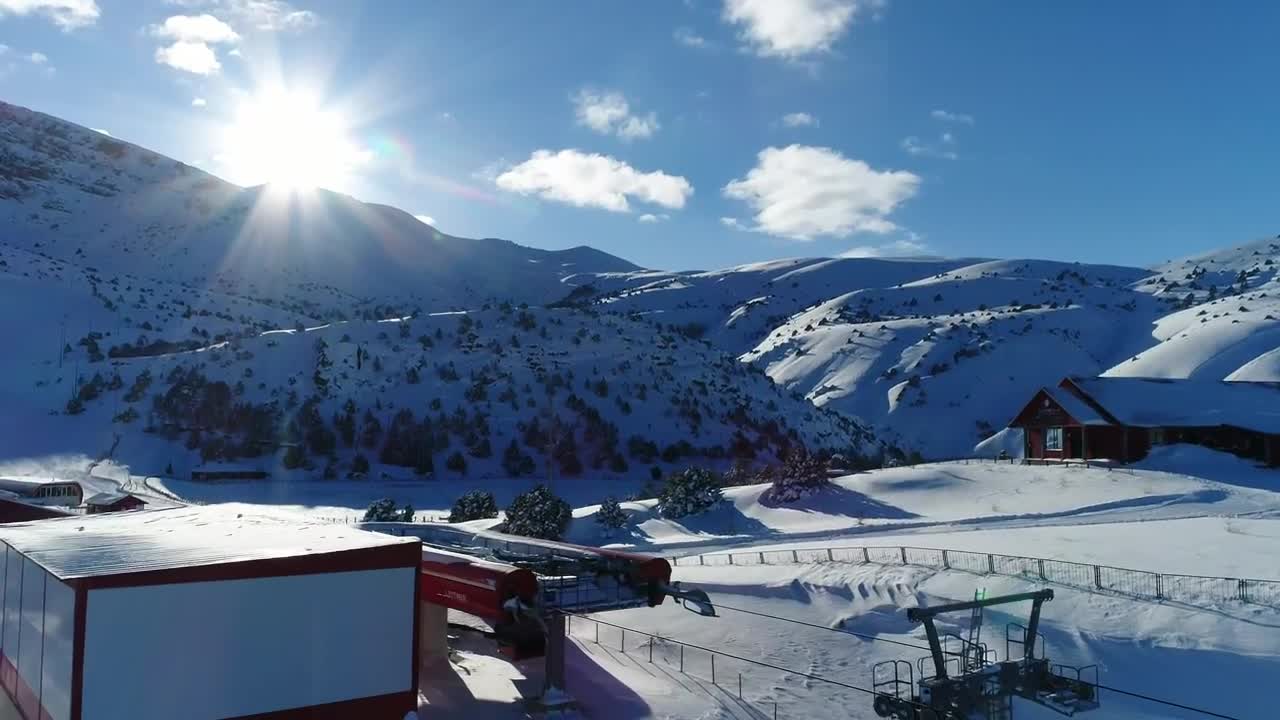 Stock Video Drone Flying Over A Ski Resort Live Wallpaper For PC - Free Download